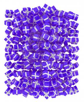 Royalty Free Clipart Image of a Pile of Purple Presents 