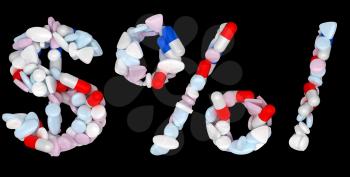 Royalty Free Clipart Image of Pills Forming Symbols