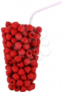 Royalty Free Clipart Image of a Raspberry Glass With Straw