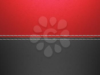 Royalty Free Clipart Image of a Red and Black Stitched Leather Background