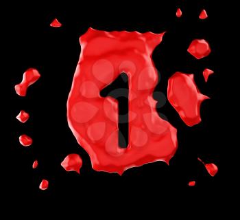 Royalty Free Clipart Image of a Red Number One in Paint