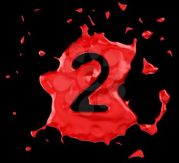 Royalty Free Clipart Image of a Red Number Two in Paint