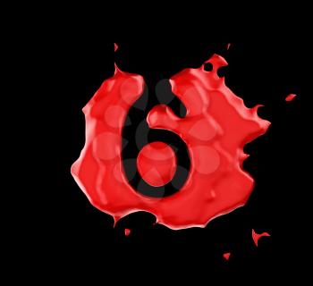Royalty Free Clipart Image of a Red Number Six in Paint