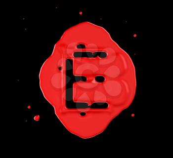 Royalty Free Clipart Image of the Letter E in Red Paint