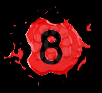 Royalty Free Clipart Image of a Red Number Eight in Paint