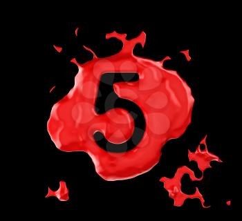 Royalty Free Clipart Image of a Red Number Five in Paint