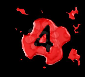Royalty Free Clipart Image of a Red Number Four in Paint