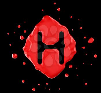 Royalty Free Clipart Image of the Letter H in Red Paint