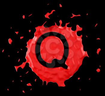 Royalty Free Clipart Image of the Letter Q in Red Paint