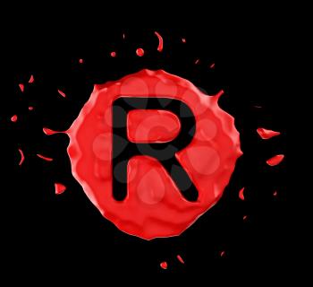 Royalty Free Clipart Image of the Letter R in Red Paint