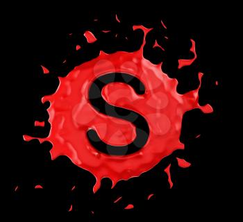 Royalty Free Clipart Image of the Letter S in Red Paint