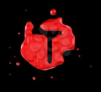 Royalty Free Clipart Image of the Letter T in Red Paint
