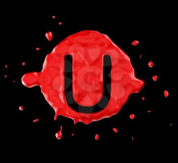 Royalty Free Clipart Image of the Letter U in Red Paint