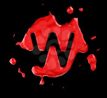 Royalty Free Clipart Image of the Letter W in Red Paint