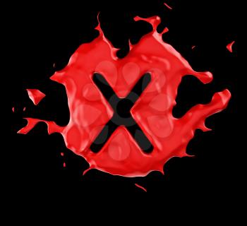 Royalty Free Clipart Image of the Letter X in Red Paint