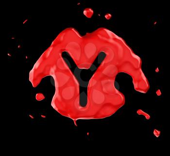 Royalty Free Clipart Image of the Letter Y in Red Paint
