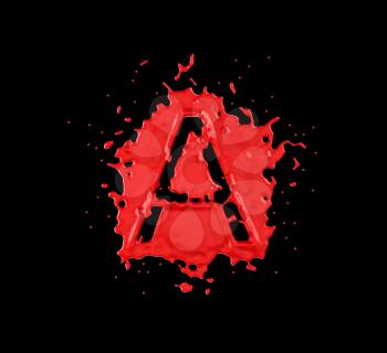 Royalty Free Clipart Image of the Letter A in Red Paint