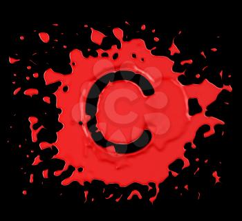 Royalty Free Clipart Image of the Letter C in Red Paint