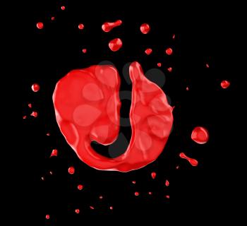 Royalty Free Clipart Image of the Letter J in Red Paint