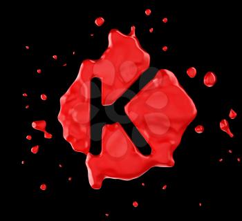 Royalty Free Clipart Image of the Letter K in Red Paint