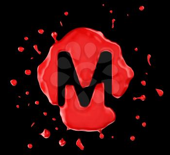 Royalty Free Clipart Image of the Letter M in Red Paint