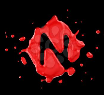 Royalty Free Clipart Image of the Letter N in Red Paint