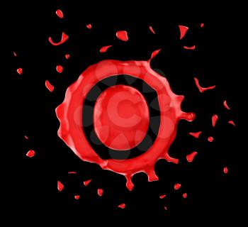 Royalty Free Clipart Image of the Letter O in Red Paint