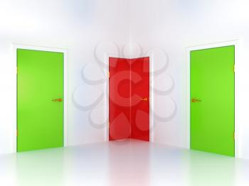 Royalty Free Clipart Image of Three Doors