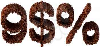 Royalty Free Clipart Image of Symbols Made From Coffee Beans