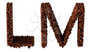 Royalty Free Clipart Image of Roasted Coffee Font L and M