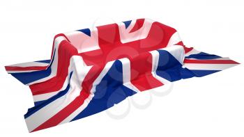 Royalty Free Clipart Image of a Showcase Stand Covered With Great Britain Flag