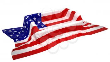 Royalty Free Clipart Image of a Showcase Stand Covered With an American Flag