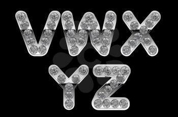 Royalty Free Clipart Image of Silver Letters Incrusted With Diamonds