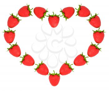 Royalty Free Clipart Image of a Heart Made from Strawberries