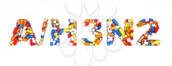 Royalty Free Clipart Image of Pills Spelling Out H3N2