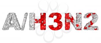 Royalty Free Clipart Image of Pills Spelling Out H3N2 