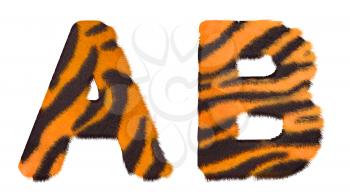 Royalty Free Clipart Image of Tiger Fell Font A and B