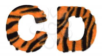 Royalty Free Clipart Image of Tiger Fell Font C and D