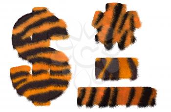 Royalty Free Clipart Image of Tiger Fell Symbols