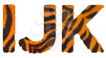 Royalty Free Clipart Image of Tiger Fell Font I, J and K