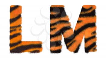 Royalty Free Clipart Image of Tiger Fell Font L and M