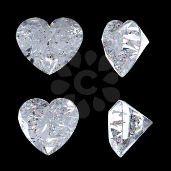 Royalty Free Clipart Image of Heart Diamonds