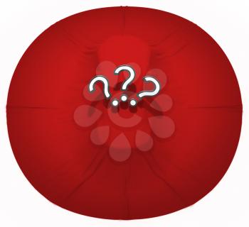 Royalty Free Clipart Image of a Car Covered With Question Marks