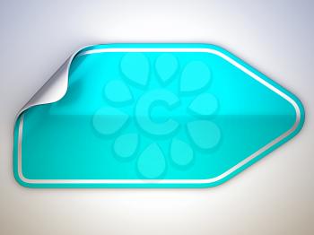Royalty Free Clipart Image of a Bent Turquoise Sticker