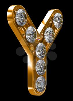 Royalty Free Clipart Image of a Diamond Incrusted Y