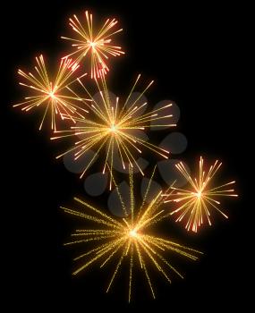 Royalty Free Clipart Image of Yellow Fireworks