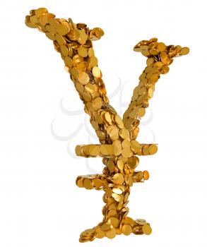 Royalty Free Clipart Image of a Yen Currency Symbol Made of Coins