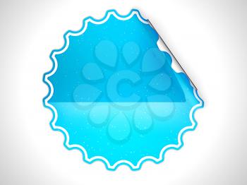Blue round bent sticker or label with spots over grey spot light background