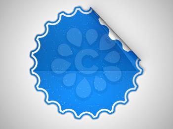Blue round spotted sticker or label over grey spot light background