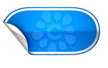 Blue rounded hamous sticker or label over white background